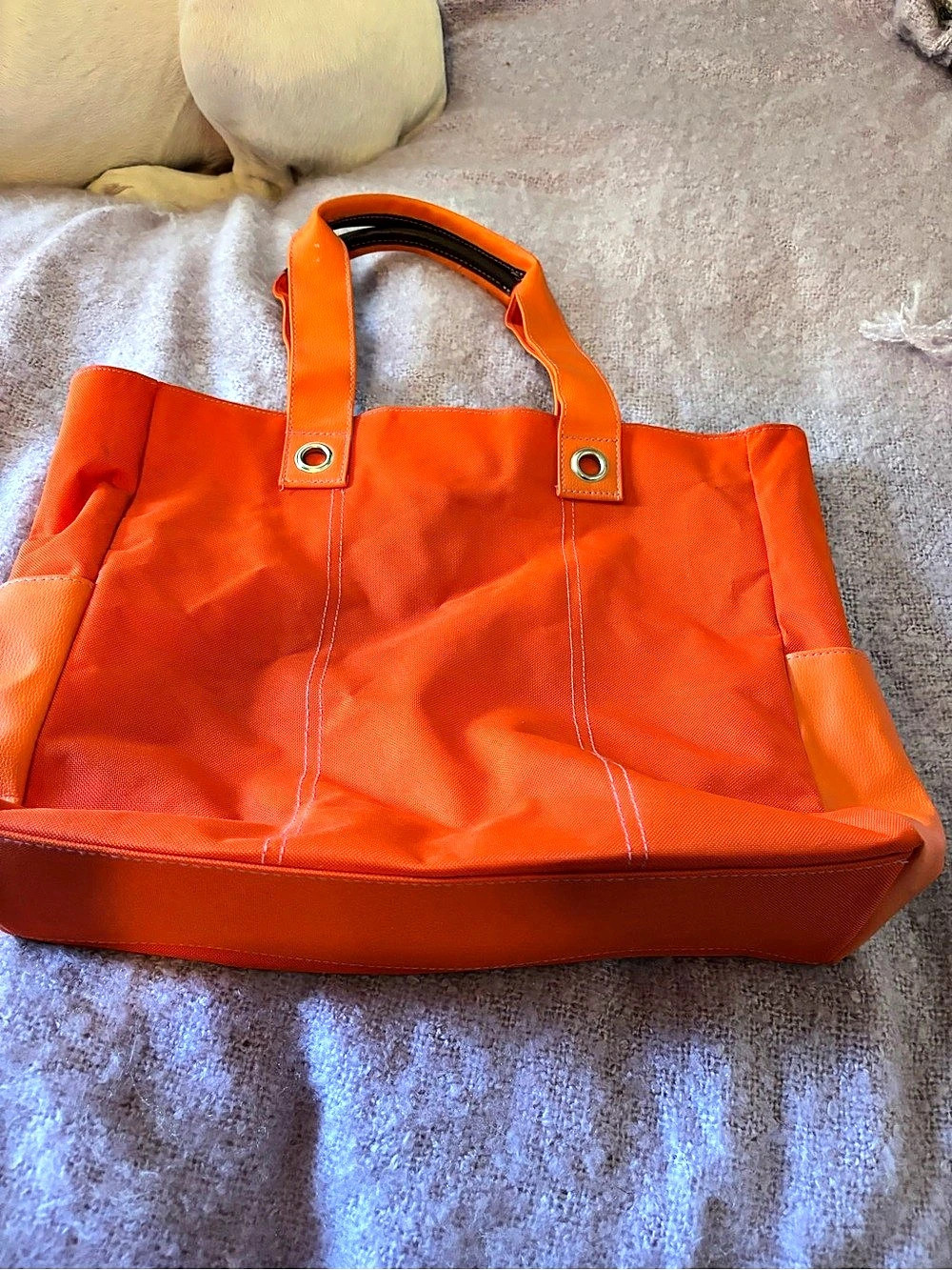 LANCOME Floral Orange & Pink Tote Bag